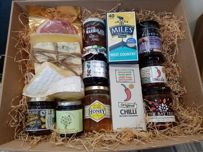 We now have a selection of Prepared Hampers to choose from:
The Devon Hamper (Small and Large Sizes), containing only Devon products,  as well as The West Country Hamper, containing products from across the South West.
